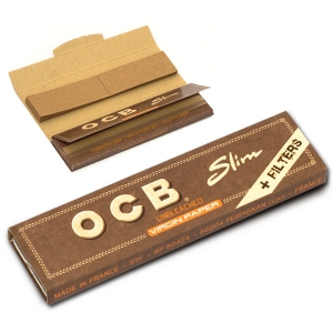 Bibułki OCB Slim Virgin Brown + Filter Tips