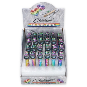 Fajka szklana Rainbow Skull L  95 mm