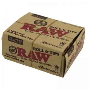Bibułka RAW Rolls 3 m + Prerolled Tips (30pcs) zestaw