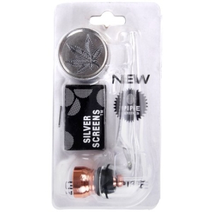 Fajka szklana + sitka + grinder