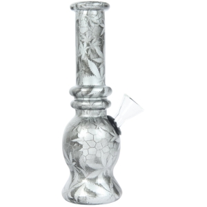 Bongo szklane mini Leave silver H 15 cm