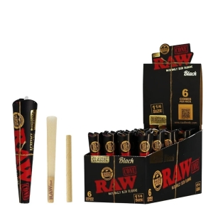 Bibułka Cones RAW Black 1 1/4  - 6 pcs