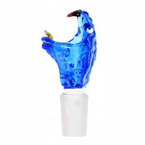 Cybuch szklany do fajki wodnej bongo krótki Glass Bowl Snake Blue 18,8mm